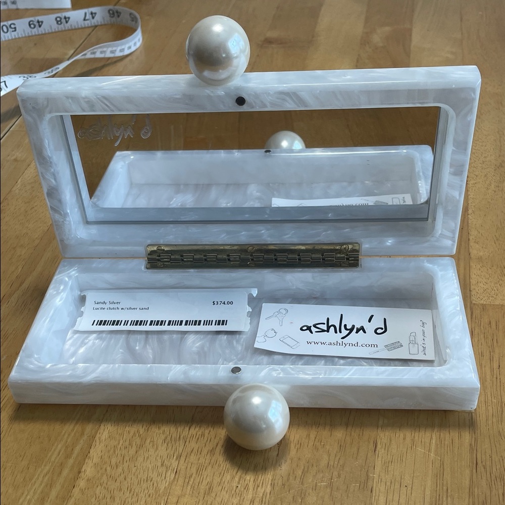 White Pearl Lucite Clutch by Ashlyn'D